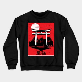 japanese temple in red black white design Crewneck Sweatshirt